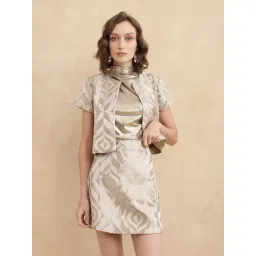 RAREISM Gold Cotton Blend Self Design Skirt-picture-26