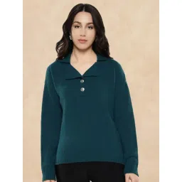 RAREISM Green Acrylic Solid Long Sleeves Sweater-picture-40