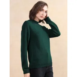 RAREISM Green Acrylic Solid Long Sleeves Sweater-picture-18