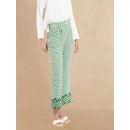 RAREISM Green Cotton Blend Printed Trousers image 3
