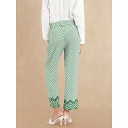 RAREISM Green Cotton Blend Printed Trousers image 2