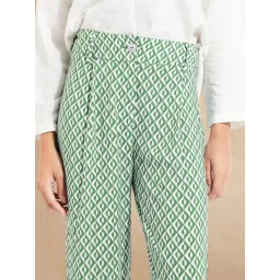 RAREISM Green Cotton Blend Printed Trousers image 5