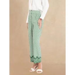 RAREISM Green Cotton Blend Printed Trousers image 4
