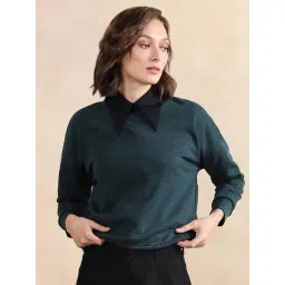 RAREISM Green Cotton Blend Solid Long Sleeves Sweatshirt-picture-26