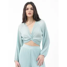 RAREISM Green Cotton Blend Solid Long Sleeves Top-picture-37