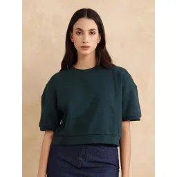 RAREISM Green Cotton Blend Solid Short Sleeves Sweatshirt-picture-46