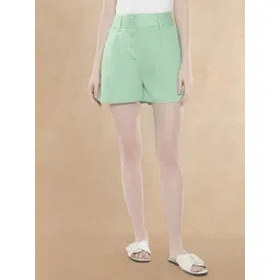 RAREISM Green Cotton Blend Solid Shorts-picture-27