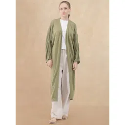 RAREISM Green Cotton Solid Long Sleeves Shrug-picture-20