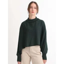 RAREISM Green Cotton Solid Long Sleeves Sweater-picture-15