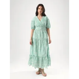 RAREISM Green Cotton Striped Dress-picture-11