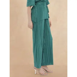 RAREISM Green Polyester Solid Trousers-picture-10