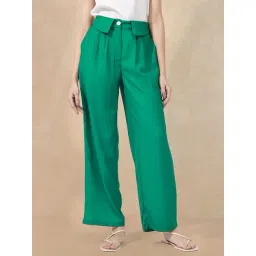 RAREISM Green Polyester Solid Trousers-picture-13