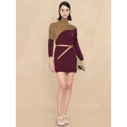 RAREISM Maroon Cotton Blend Solid Long Sleeves Sweater-picture-40