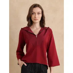 RAREISM Maroon Cotton Blend Solid Long Sleeves Sweatshirt-picture-24