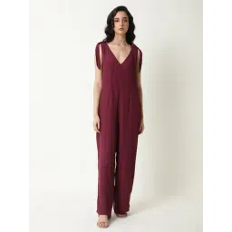 RAREISM Maroon Regular Fit Solid Jumpsuit-picture-25