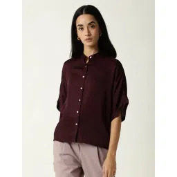 RAREISM Maroon Slim Fit Solid Shirt image 1
