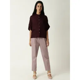 RAREISM Maroon Slim Fit Solid Shirt image 4