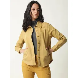 RAREISM Mustard Cotton Solid Casual Jacket-picture-28