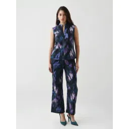 RAREISM Navy Blue Blended Tie-Dye Trousers-picture-25