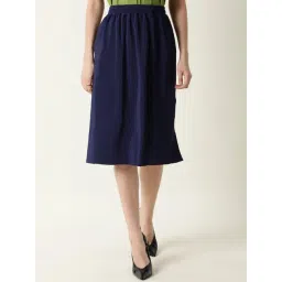 RAREISM Navy Cotton Solid Skirts-picture-18
