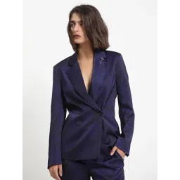 RAREISM Navy Polyester Printed Long Sleeves Blazer-picture-18
