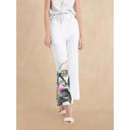 RAREISM Off White Cotton Blend Printed Trousers-picture-25