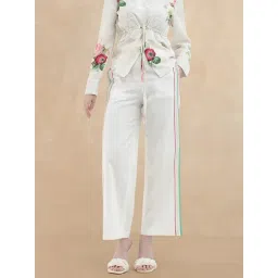 RAREISM Off White Cotton Blend Printed Trousers-picture-24