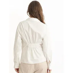 RAREISM Off White Cotton Blend Solid Long Sleeves Shirt image 2