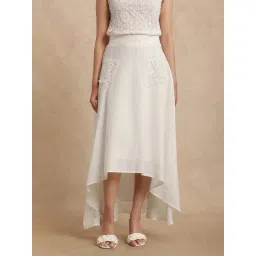 RAREISM Off White Cotton Blend Solid Skirt-picture-37