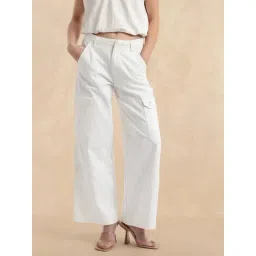 RAREISM Off White Cotton Blend Solid Trousers-picture-35