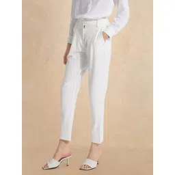 RAREISM Off White Cotton Blend Solid Trousers-picture-19