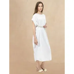 RAREISM Off White Cotton Solid Short Sleeves Dress-picture-16