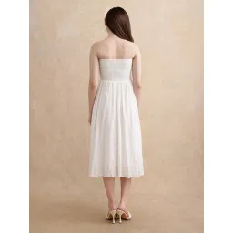 RAREISM Off White Cotton Solid Sleeveless Dress image 2
