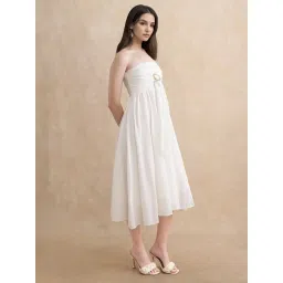 RAREISM Off White Cotton Solid Sleeveless Dress image 1