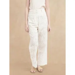 RAREISM Off White Cotton Solid Trousers-picture-13
