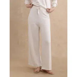 RAREISM Off White Viscose Blend Solid Trousers-picture-29