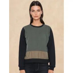 RAREISM Olive Cotton Blend Solid Long Sleeves Sweatshirt-picture-21