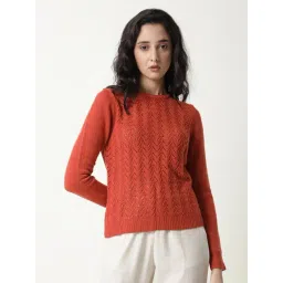 RAREISM Orange Acrylic Solid Sweaters-picture-39