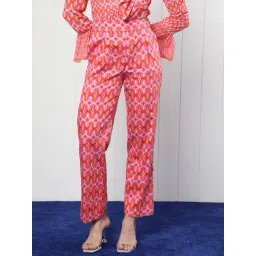 RAREISM Orange Cotton Blend Printed Trousers-picture-27