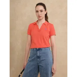 RAREISM Orange Cotton Blend Solid Short Sleeves Polo T-Shirt-picture-14