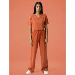 RAREISM Orange Cotton Blend Solid Trackpants-picture-22