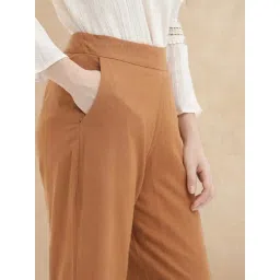 RAREISM Orange Cotton Blend Solid Trousers image 5