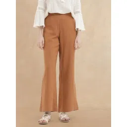 RAREISM Orange Cotton Blend Solid Trousers image 1