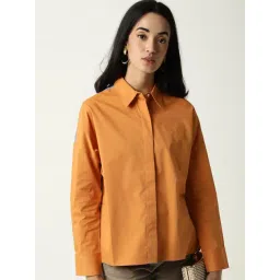 RAREISM Orange Cotton Solid Shirt-picture-36
