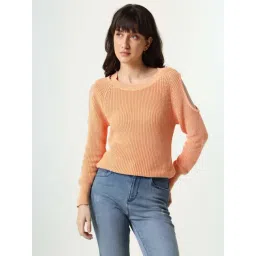 RAREISM Orange Cotton Solid Sweaters-picture-33