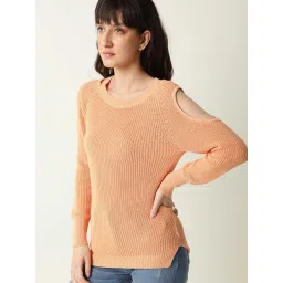 RAREISM Orange Cotton Solid Sweaters image 3