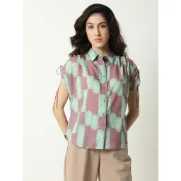 RAREISM Pink Cotton Geometric Top-picture-27