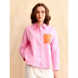RAREISM Pink Cotton Solid Long Sleeves Shirt-picture-21