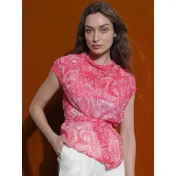 RAREISM Pink Polyester Printed Short Sleeves Top-picture-12