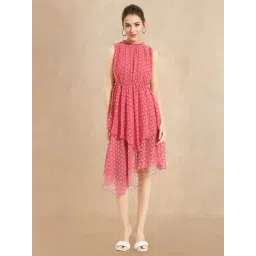 RAREISM Pink Polyester Self Design Sleeveless Dress-picture-15
